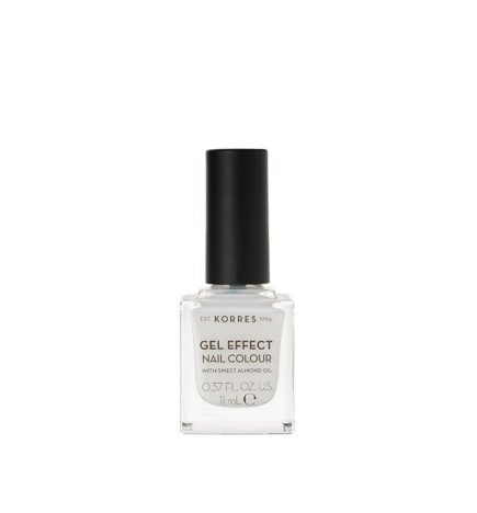 Korres Gel Effect Nail Colour 02 (Porcelain White ) Με Αμυγδαλέλαιο & Διάρκεια έως 10 Ημέρες. 11ml