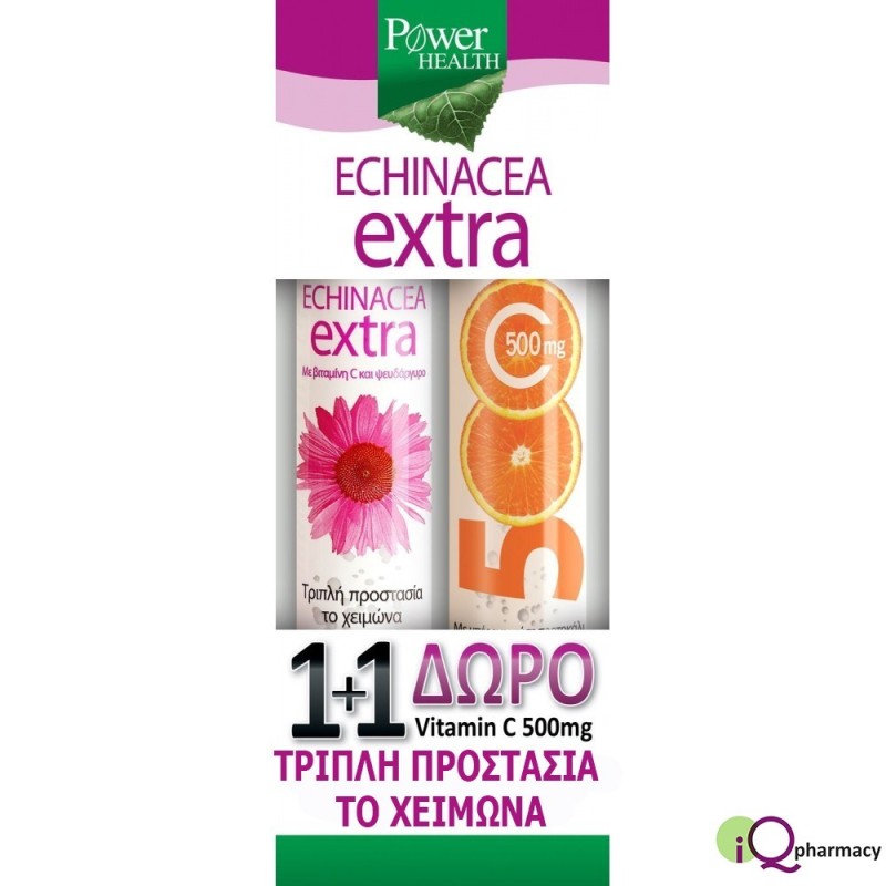 POWER HEALTH | ECHINACEA EXTRA 1+1 ΔΩΡΟ | ΕΧΙΝΑΚΕΙΑ ΑΝΑΒΡΑΖΟΥΣΑ ΜΕ ΓΕΥΣΗ ΛΕΜΟΝΙ & ΜΑΖΙ VITAMIN C 500 MG| 24 EFF. TABS