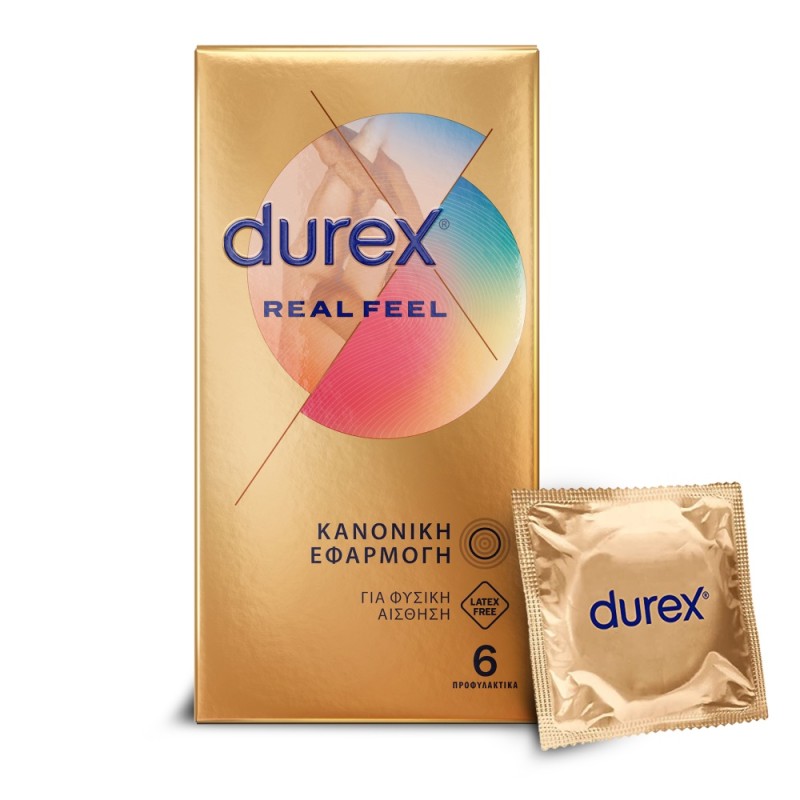 Durex Προφυλακτικά Πολύ Λεπτά Χωρίς Λάτεξ Real Feel 6τεμ