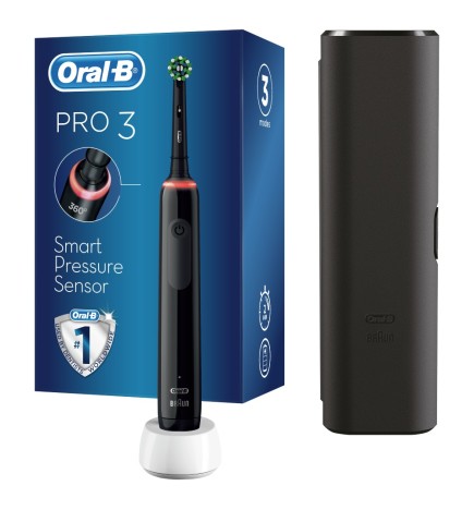 Oral-B Pro3 3500 Μαύρη Ηλεκτρική Οδοντόβουρτσα Με Θήκη Ταξιδίου