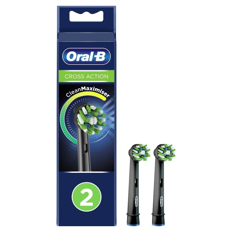 Oral-B CrossAction Μαύρες Ανταλλακτικές Κεφαλές Ηλεκτρικής Οδοντόβουρτσας, 2 τμχ