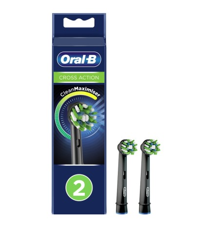 Oral-B CrossAction Μαύρες Ανταλλακτικές Κεφαλές Ηλεκτρικής Οδοντόβουρτσας, 2 τμχ