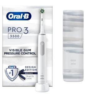 Oral-B Pro3 3500 Λευκή Ηλεκτρική Οδοντόβουρτσα Με Θήκη Ταξιδίου Design Edition